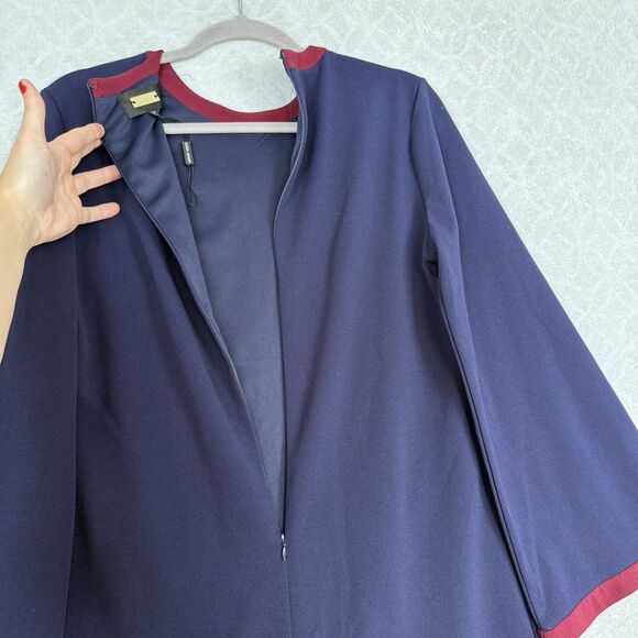 Alexia Admor Flare Sleeve Shift Dress M Blue Burgundy Mod Retro MCM Gogo Party - Picture 7 of 13